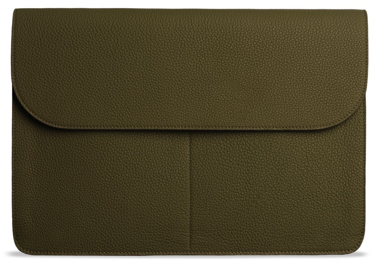 

Чехол-конверт Bustha Jump Flap Sleeve для Macbook Air/Pro 14" (18/22), кожа, оливковый, Чехол-конверт Jump Flap Sleeve для Macbook Air/Pro 14" (18/22), кожа, оливковый