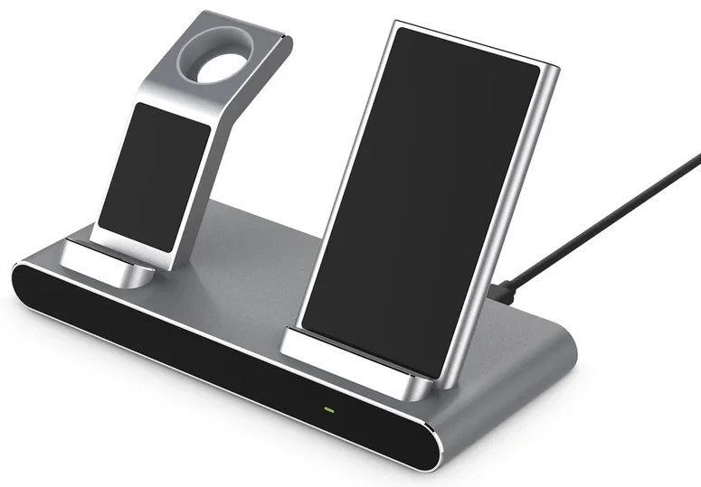 Беспроводное зарядное устройство для iPhone и AirPods, серый