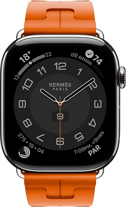 Apple Watch Series 10 Hermes, 46 мм, титановый корпус, резиновый ремешок оранжевого цвета Фото-2