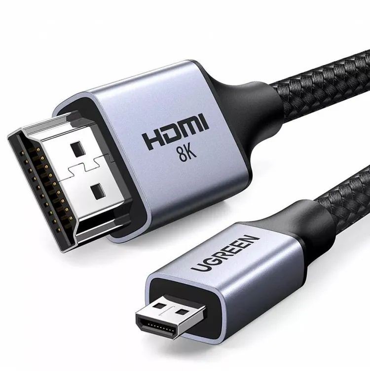 

Кабель UGREEN micro HDMI - HDMI, 8K, 2м, нейлон, черный, Кабель micro HDMI - HDMI, 8K, 2м, нейлон, черный
