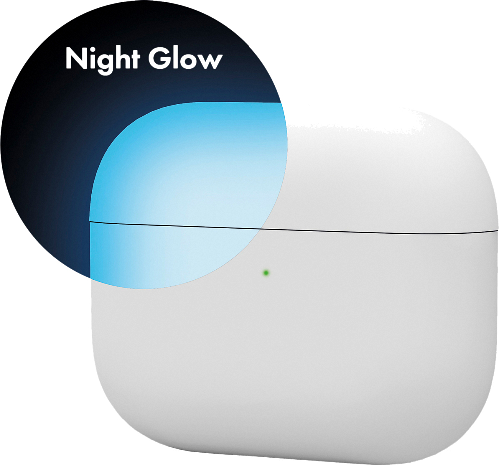 Чехол для AirPods Pro, силикон, night glow, белый