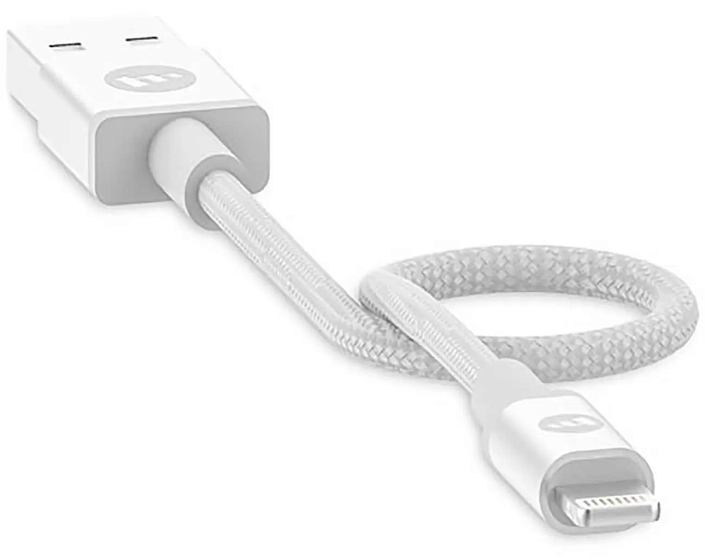 

Mophie Кабель USB-A - Lightning, 9 см, текстиль, белый