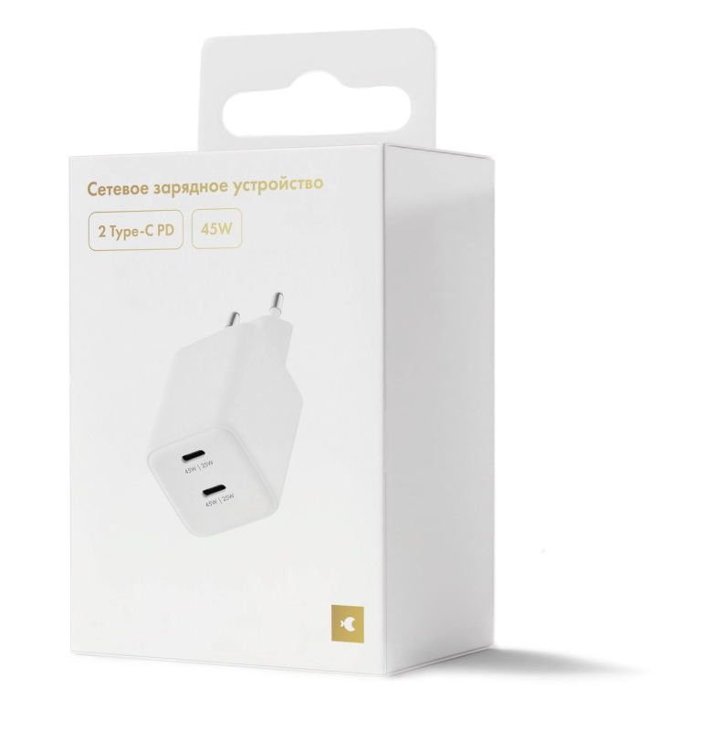 Сетевое зарядное устройство moonfish 2 USB-C, GaN, PD, 45 Вт, белый Фото-4