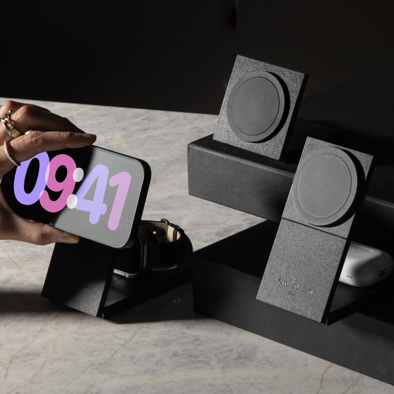 Беспроводное зарядное устройство Native Union Rise 3-in-1 Magnetic Wireless Charger, MagSafe, 15 Вт, черный Фото-9