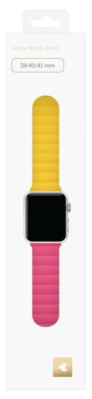 Ремешок moonfish для Apple Watch 38/40/41/42 мм, силикон, малиновый/желтый Фото-4