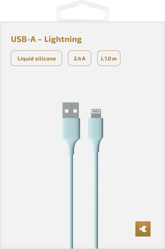 Кабель moonfish USB-А - Lightning 1 м, силикон, голубой Фото-3