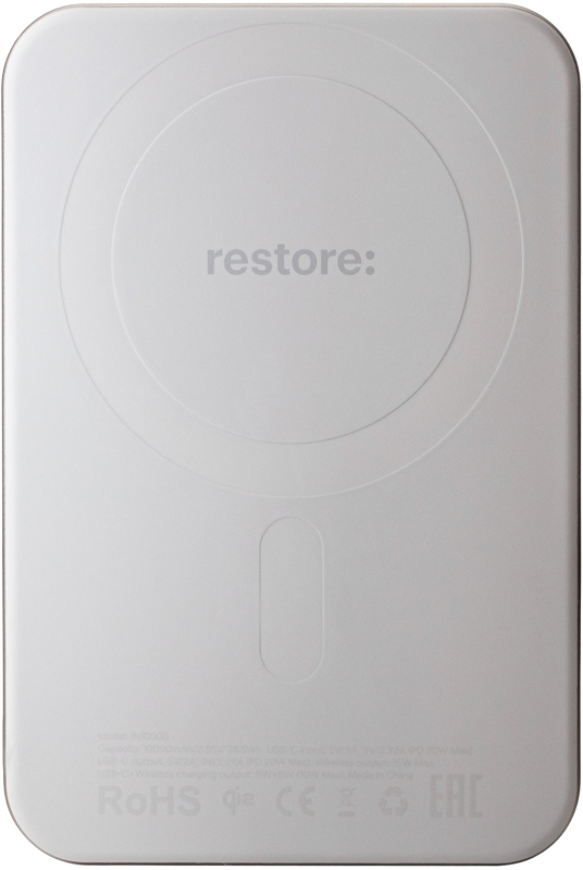 Внешний аккумулятор restore: Magnetic, 10000mAh, титановый