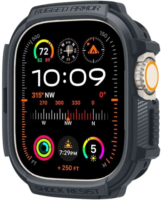 Чехол Spigen Rugged Armor Dark Grey для Apple Watch Ultra, 49 мм, темно-серый