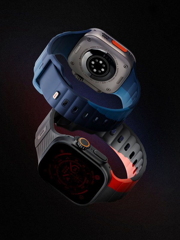Ремешок Uniq Stride Rubber для Apple Watch 49/46/45/44 мм, силикон, серо-синий Фото-7