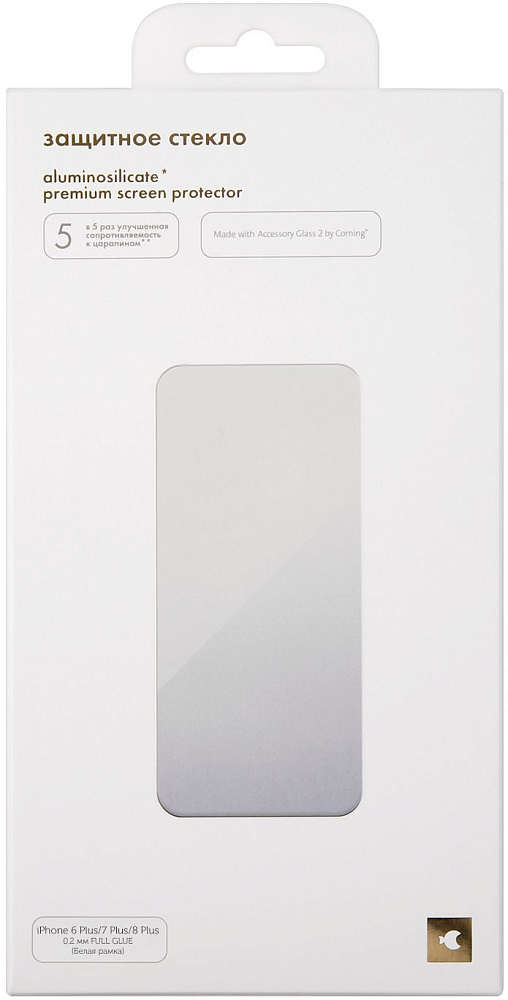 

moonfish Стекло защитное Corning для iPhone 6/7/8 Plus Full Screen 0.2 мм, белый
