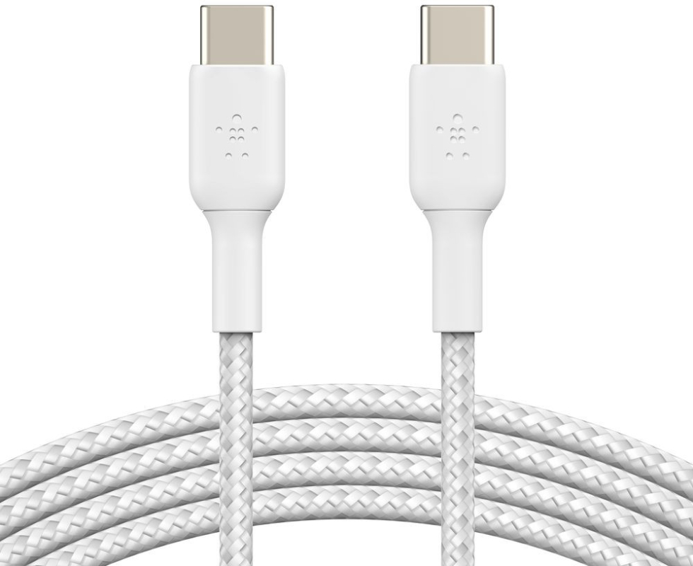 Кабель Belkin BoostCharge Braided USB-C - USB-C, 1 м, нейлон, белый