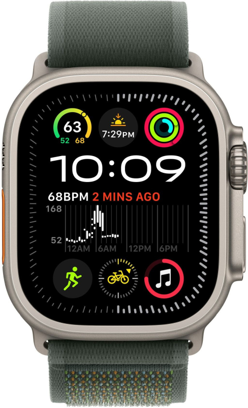Ремешок Apple 49 мм Trail Loop, зеленого цвета, бежевый титан, размер M/L Фото-3
