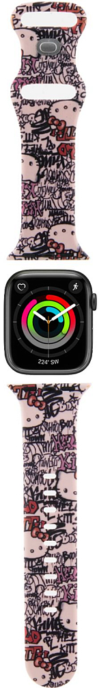 

Hello Kitty Ремешок Graffiti для Apple Watch 38/41 мм, силикон, розовый