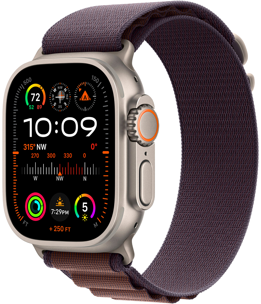 

Apple Watch Ultra 2 GPS + Cellular, 49 мм, корпус из титана, ремешок Alpine цвета индиго, размер L