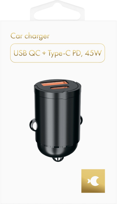 Автомобильное зарядное устройство moonfish USB+USB-C, PD, 45Вт, черный Фото-4