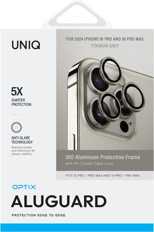 Защита линз Uniq Optix AluGuard для iPhone 16 Pro/16 Pro Max, серый Фото-2