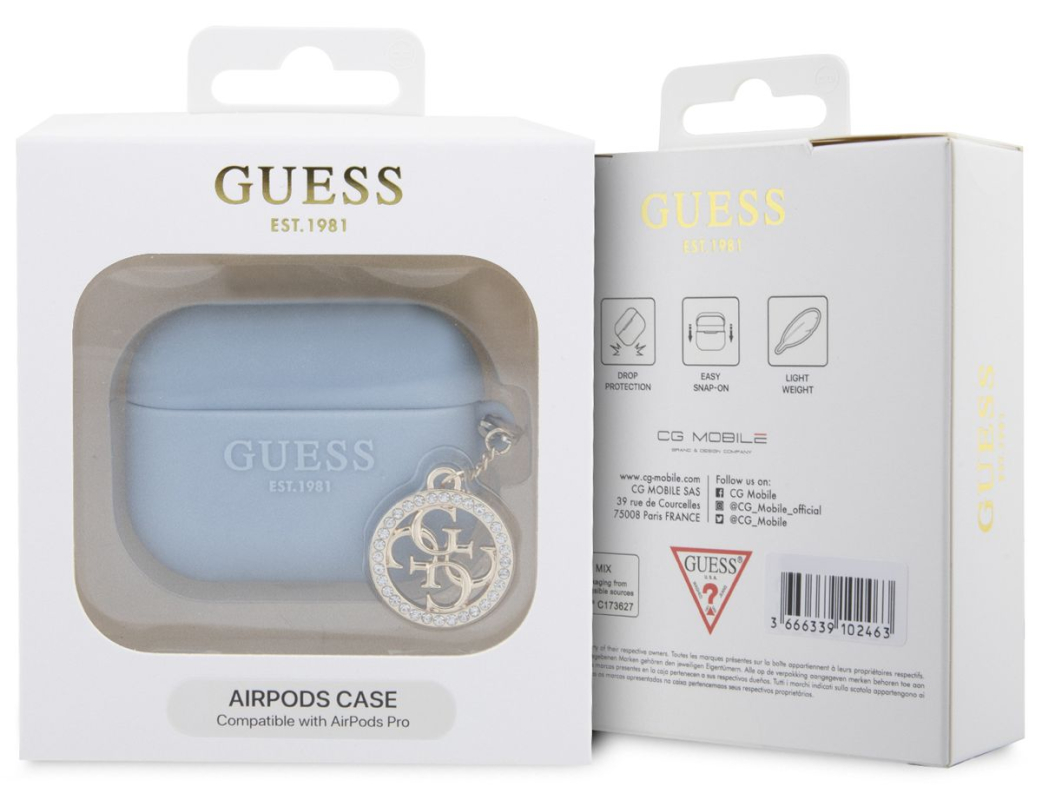 Чехол Guess Diamond Charm для Airpods Pro, голубой Фото-3