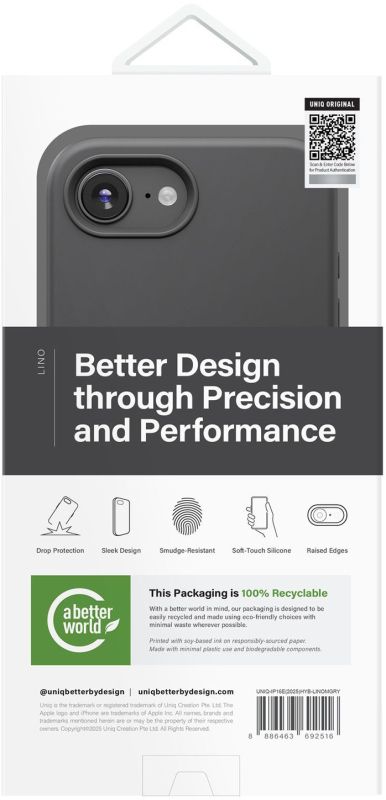 Чехол Uniq LINO MagSafe для iPhone 16e, серый Фото-7