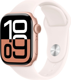 Apple Watch Series 10, 42 мм, корпус из алюминия цвета «розовое золото», спортивный ремешок цвета «румянец» M/L