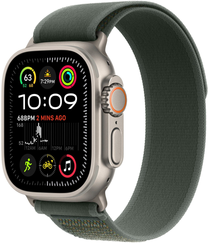 Ремешок Apple 49 мм Trail Loop, зеленого цвета, бежевый титан, размер M/L Фото-2