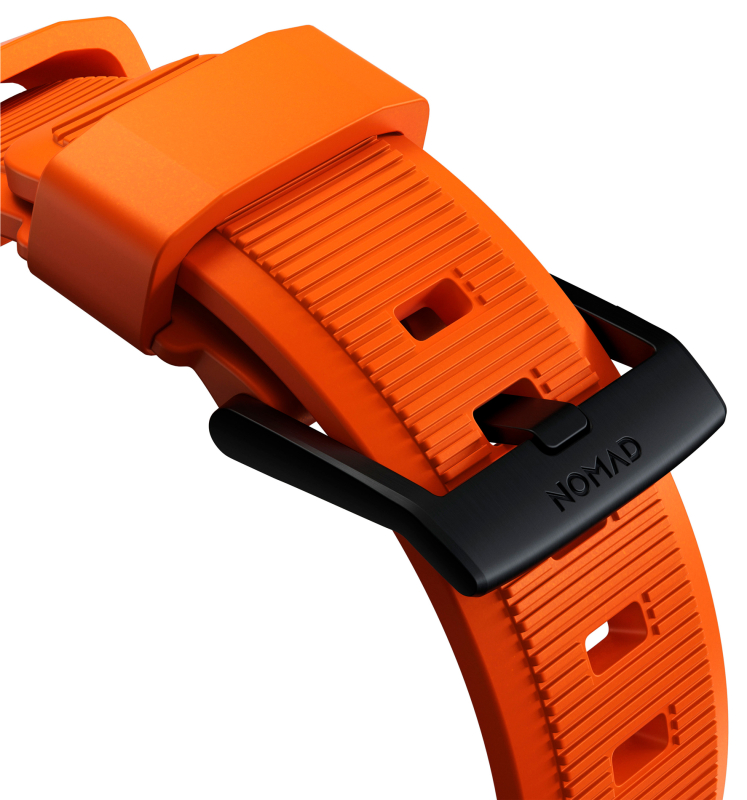 Ремешок Nomad Rugged Band для Apple 42/44/45/49 мм, каучук, черный+оранжевый Фото-5