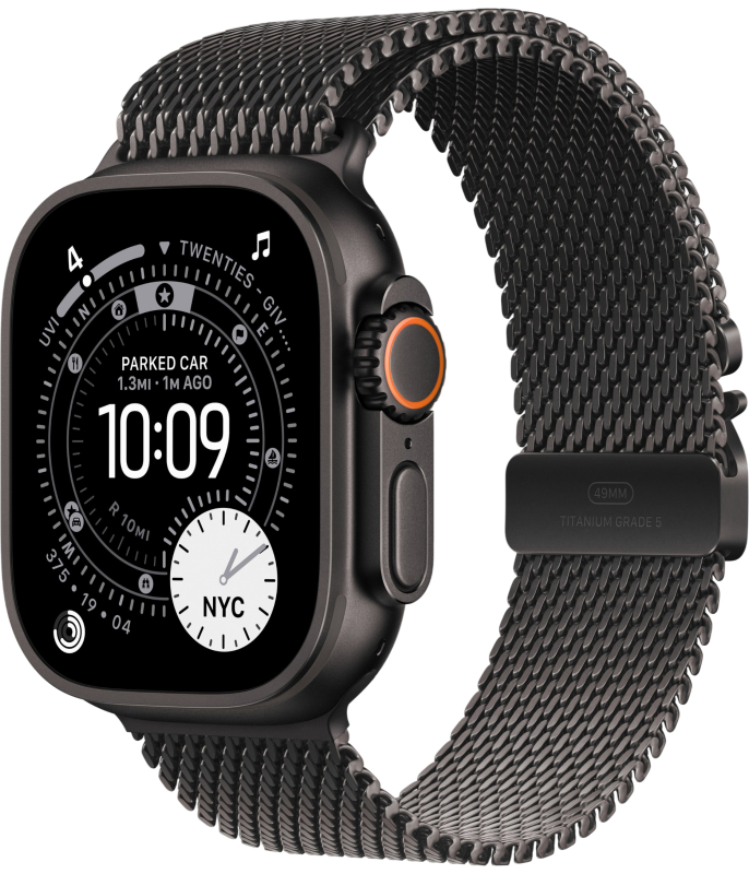 Apple Watch Ultra 3 49mm Black Ti Black Milanese Loop Medium