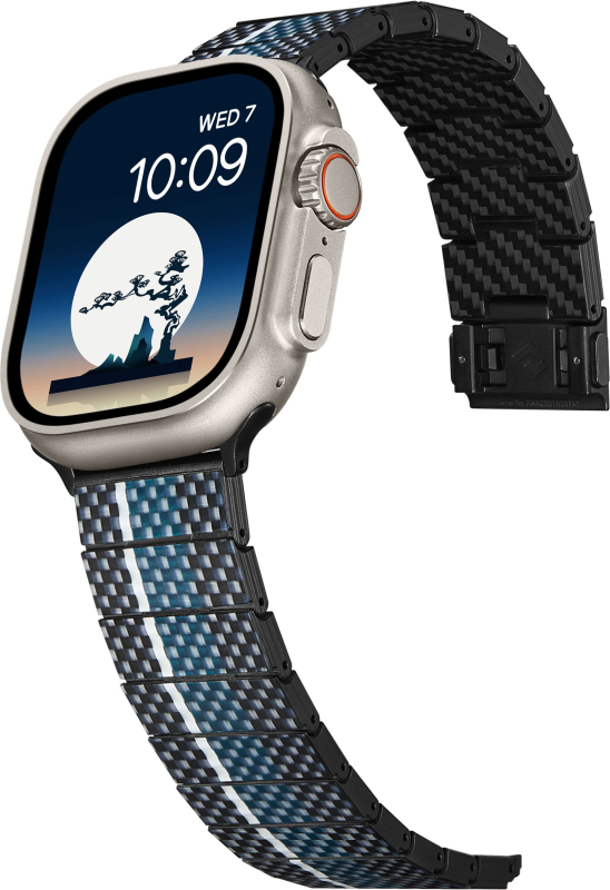 Ремешок Pitaka Moon для Apple Watch, 38/49 мм, карбон, синий Фото-5