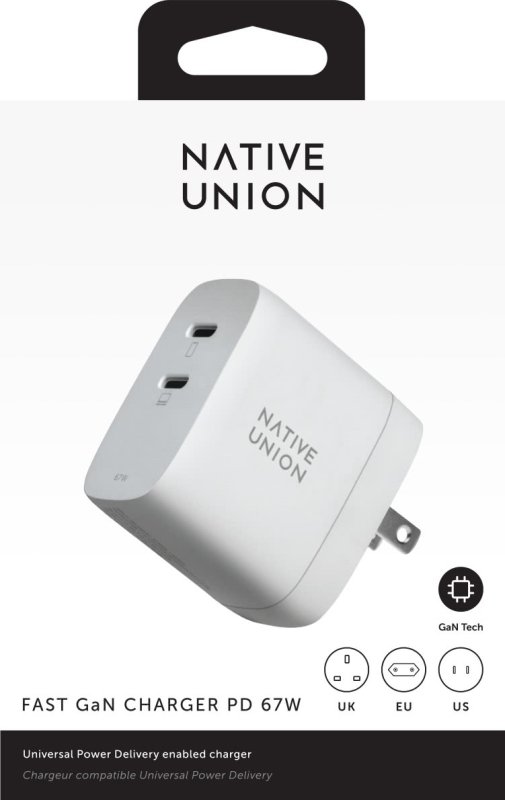 Сетевое зарядное устройство Native Union Fast GaN Charger 2 USB-C, PD, 67 Вт, белый Фото-4