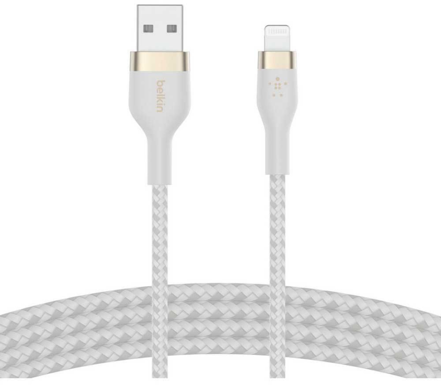 Кабель Belkin USB-A -  Lightning, 1м, нейлон, белый Фото-5
