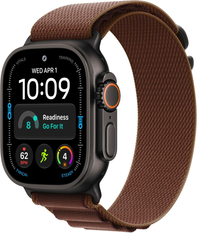 Apple Watch Ultra 4 49mm Black Ti Burgundy Trail Loop S/M