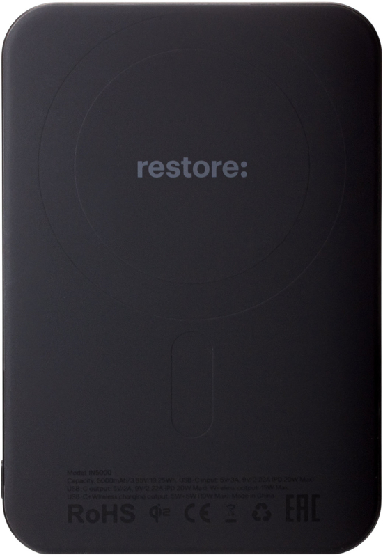 Внешний аккумулятор restore: Magnetic, 5000mAh, черный