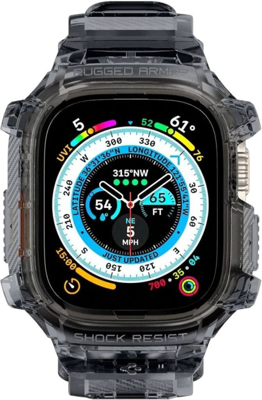 Ремешок Spigen Rugged Armor Pro для Apple Watch Ultra, 49 мм, темно-прозрачный