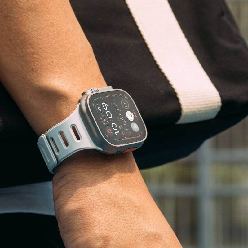 Ремешок Native Union Active Strap для Apple Watch 42/44/45/49 мм, L, силикон, лимонный+серый Фото-9