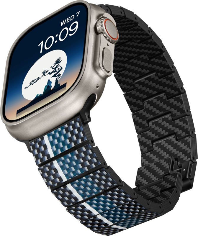 Ремешок Pitaka Moon для Apple Watch, 38/49 мм, карбон, синий Фото-6