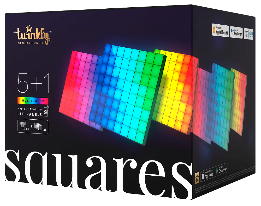 

Twinkly Панель освещения Squares Multicolor Edition Starter Kit, 6 шт, Белый