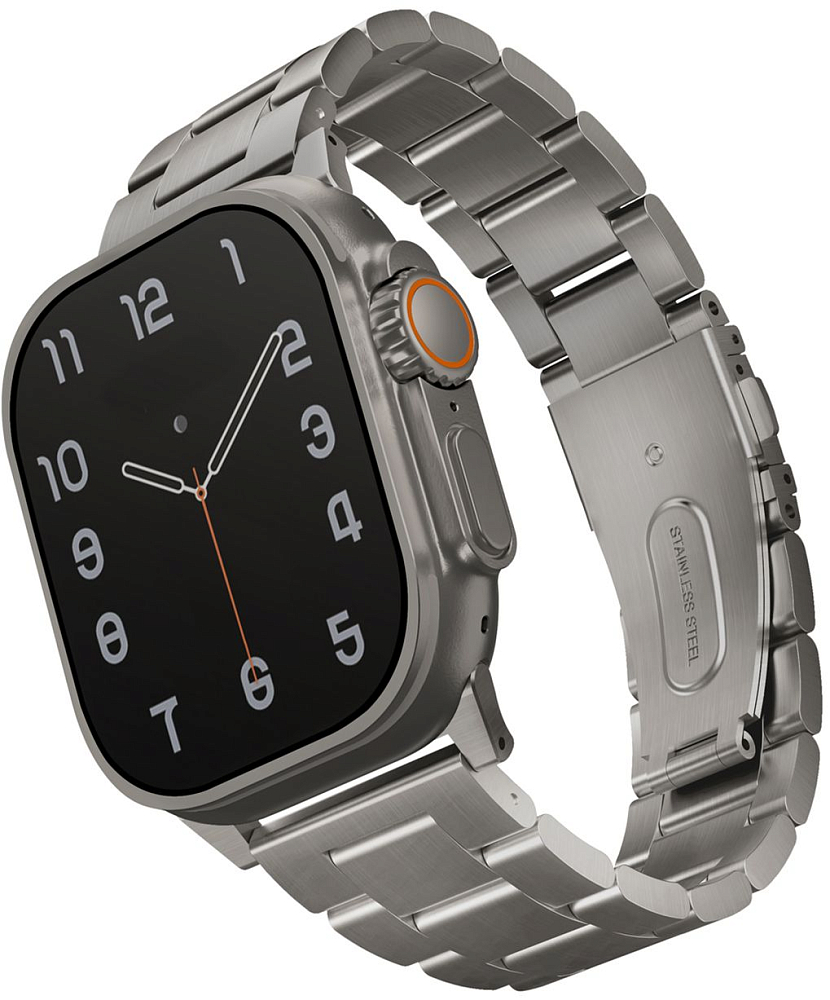 

Ремешок Uniq OSTA Steel для Apple Watch 49/45/44/42 мм, серебристый, Ремешок OSTA Steel для Apple Watch 49/45/44/42 мм, серебристый