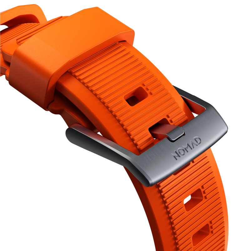 Ремешок Nomad Rugged Band для Apple 42/44/45/49 мм, каучук, cеребристый+оранжевый Фото-5