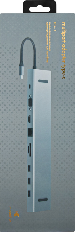 Адаптер moonfish Multiport Type-C 10 in 1, серый Фото-3