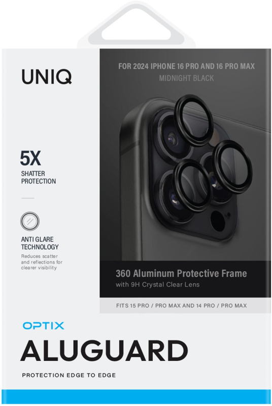 Защита линз Uniq Optix AluGuard для iPhone 16 Pro/16 Pro Max, черный Фото-2