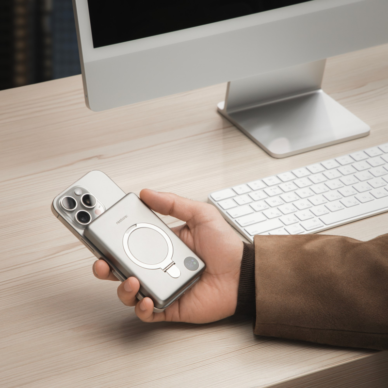 Внешний аккумулятор restore: hello, world! Magsafe, 10000 mAh, титановый Фото-6