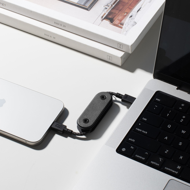 Брелок Native Union Pocket + кабель USB-С - USB-С, пластик, черный Фото-3