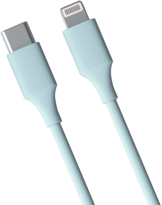 Кабель moonfish USB‑C - Lightning 1 м, силикон, голубой Фото-2