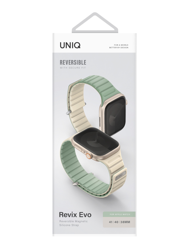 Ремешок Uniq Revix Evo для Apple Watch 38/41 мм, силикон, мятный/белый Фото-9