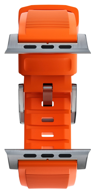 Ремешок Nomad Rugged Band для Apple 42/44/45/49 мм, каучук, cеребристый+оранжевый Фото-10
