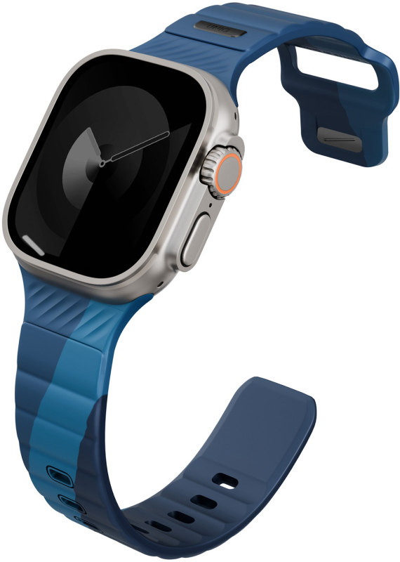 Ремешок Uniq Stride Rubber для Apple Watch 49/46/45/44 мм, силикон, серо-синий