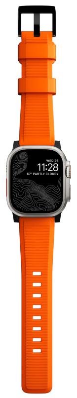 Ремешок Nomad Rugged Band для Apple 42/44/45/49 мм, каучук, черный+оранжевый Фото-8