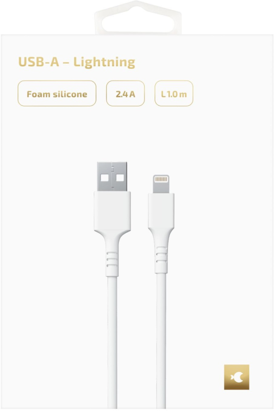 Кабель moonfish USB-A - Lightning, 1м, 2.4A, вспененный силикон, белый Фото-3