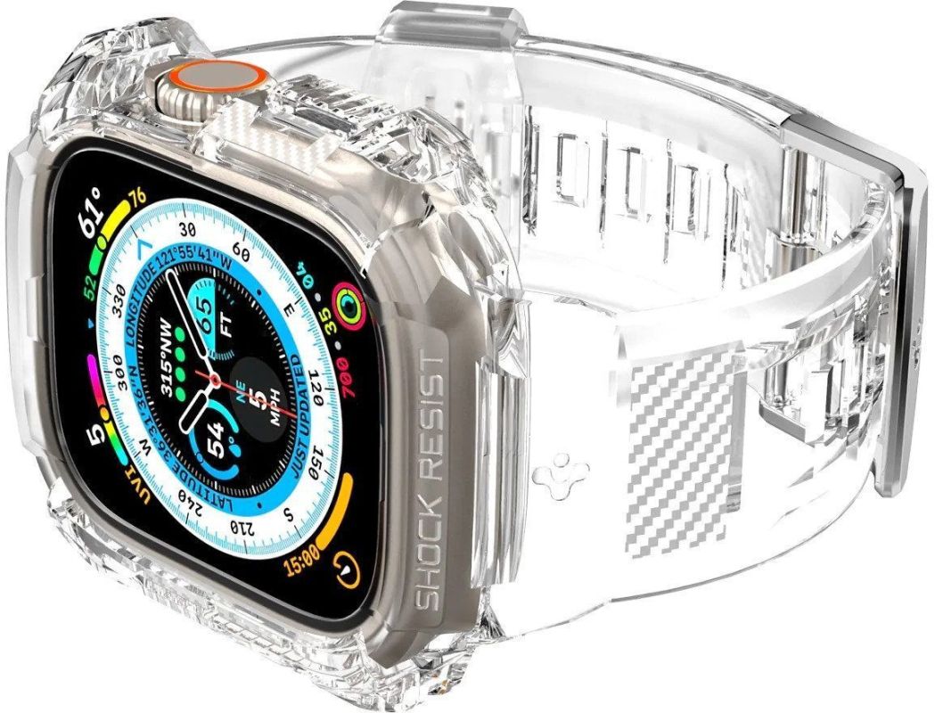 Чехол-ремешок Spigen Rugged Armor Pro Crystal Clear для Apple Watch Ultra 2/1, 49 мм, прозрачный Фото-9
