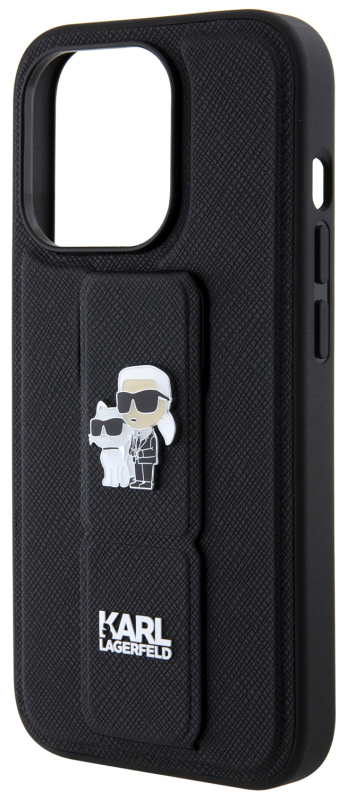 Чехол Karl Lagerfeld Saffiano GripStand & Choupette для iPhone 15 Pro, черный