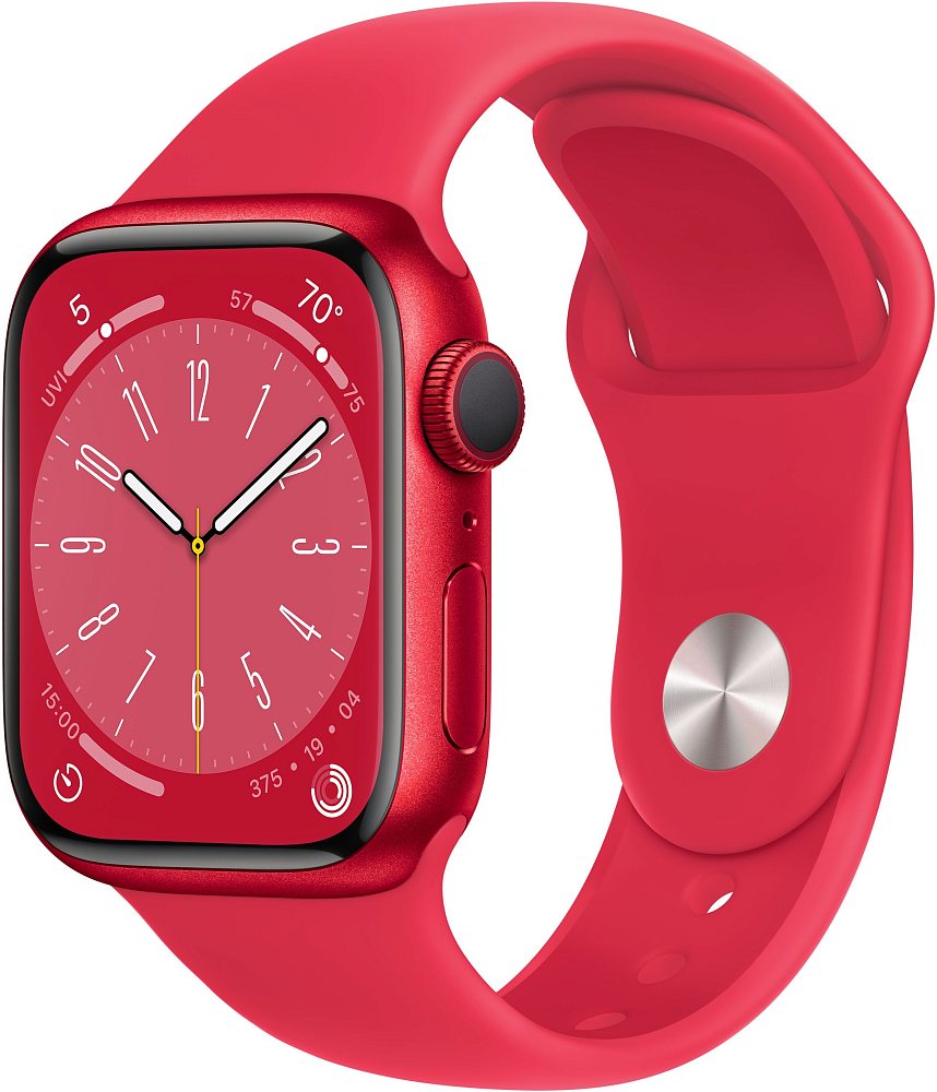 

Apple Watch Series 8, 41 мм, корпус из алюминия цвета (PRODUCT)RED, спортивный ремешок цвета (PRODUCT)RED, размер S/M